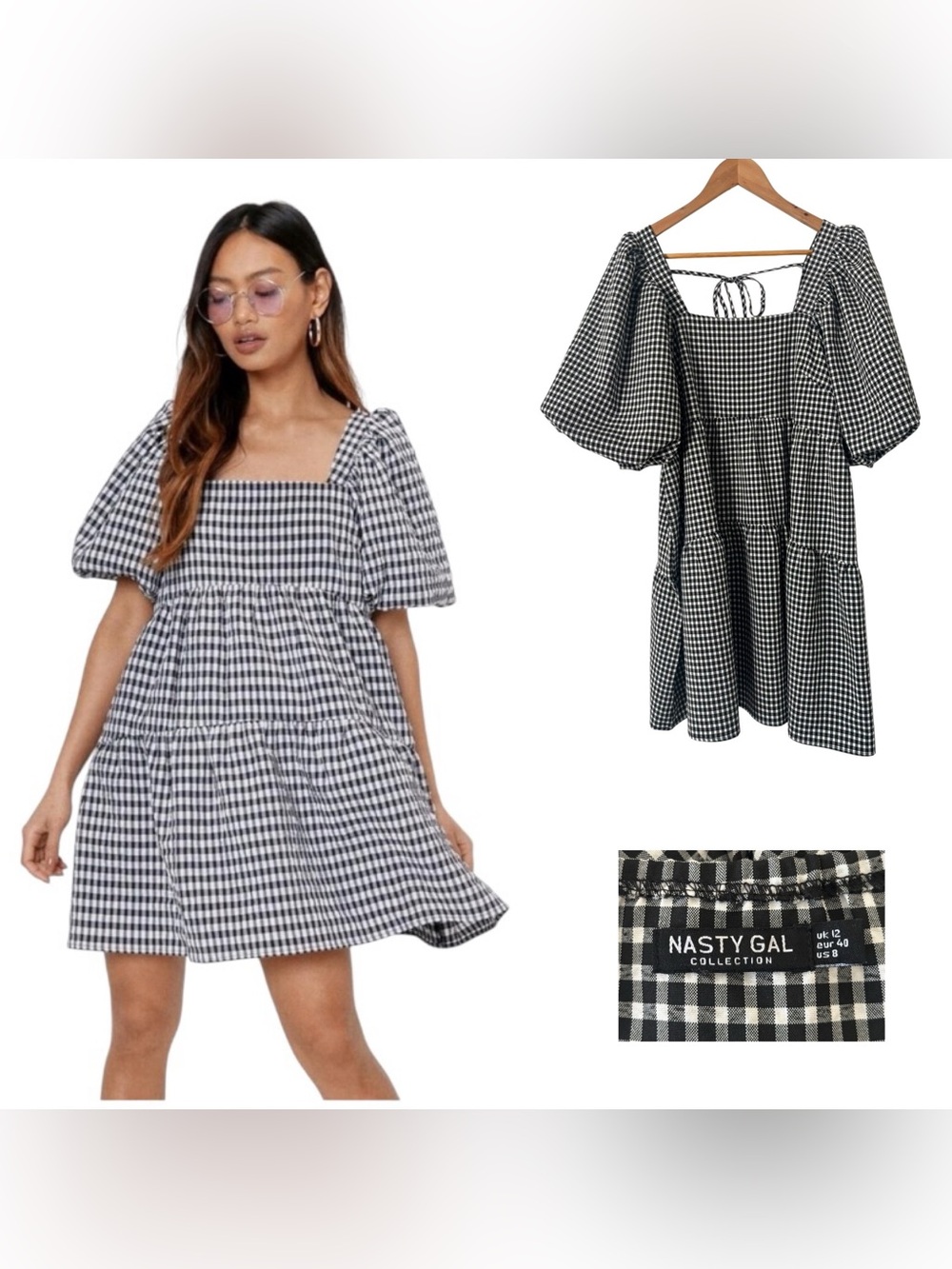 Nasty Gal Gingham Babydoll Dress